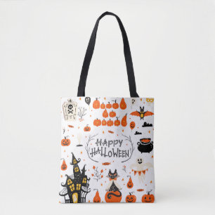 Halloween design elements. Halloween cliparts with Tote Bag