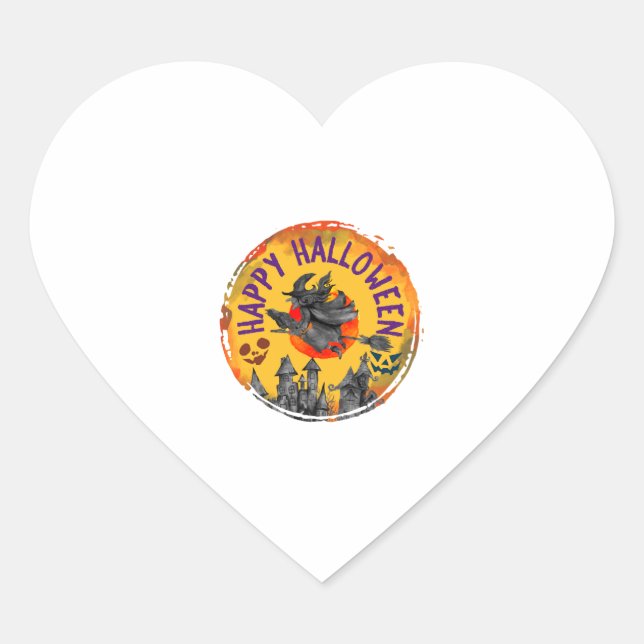 Halloween Design Happy Halloween Witch Heart Sticker (Front)