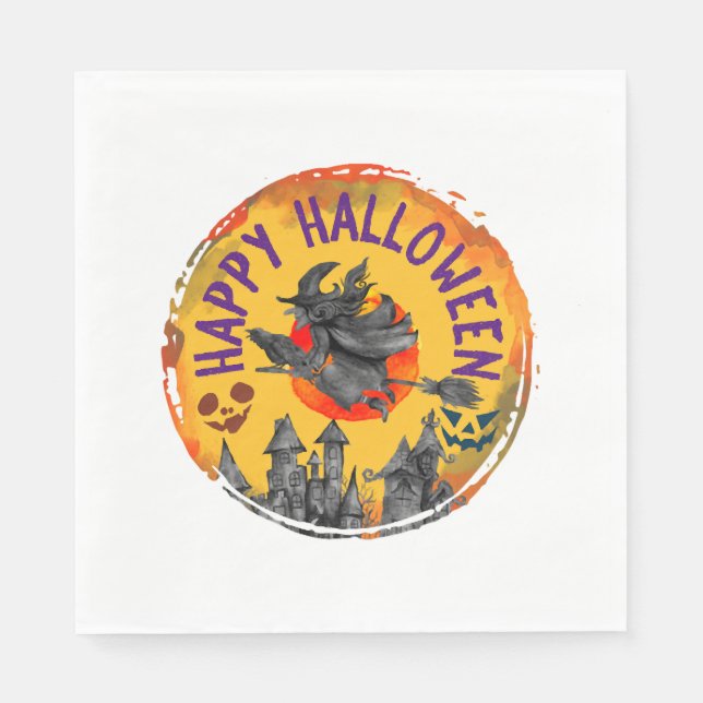 Halloween Design Happy Halloween Witch Napkin (Front)