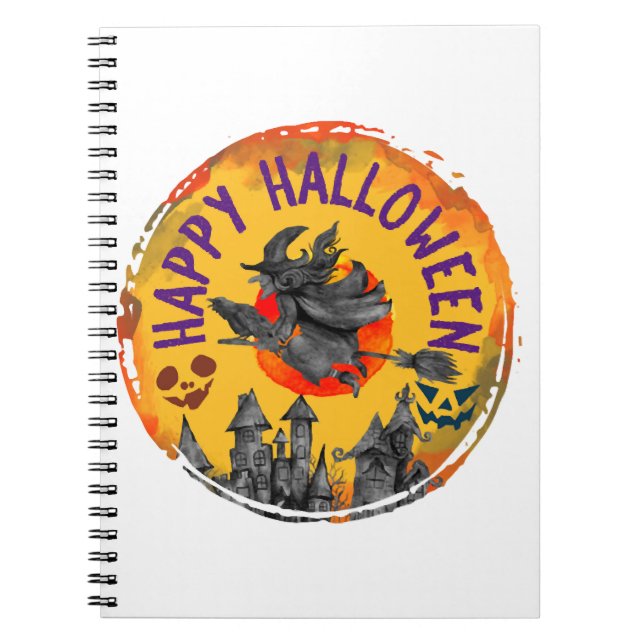 Halloween Design Happy Halloween Witch Notebook (Front)