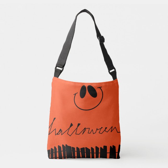 Halloween designs on orange crossbody bag (Front)