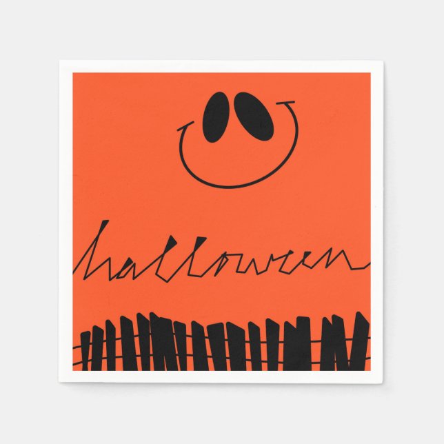 Halloween designs on orange napkin (Front)