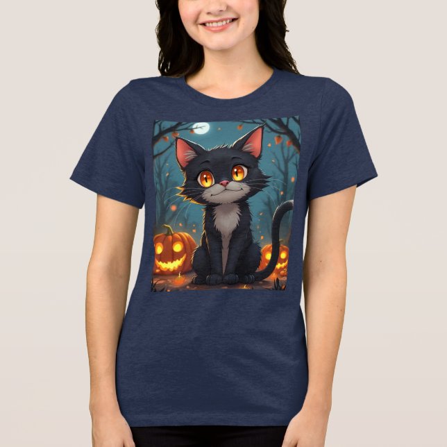 Halloween Devil Cat: Mischievous & Spooky T-Shirt  Tri-Blend Shirt (Front)