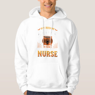 Halloween Dialysis Nurse Broom Broke Design_1 Hoodie