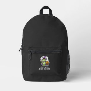Halloween Dilly Dally Frog Witch Pumpkin Cart Printed Backpack