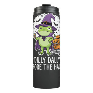 Halloween Dilly Dally Frog Witch Pumpkin Cart Thermal Tumbler
