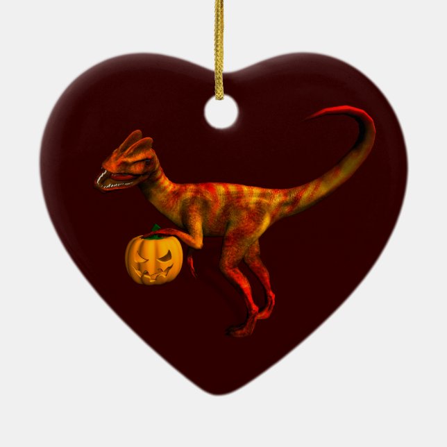 Halloween Dilophosaurus Ceramic Tree Decoration (Back)