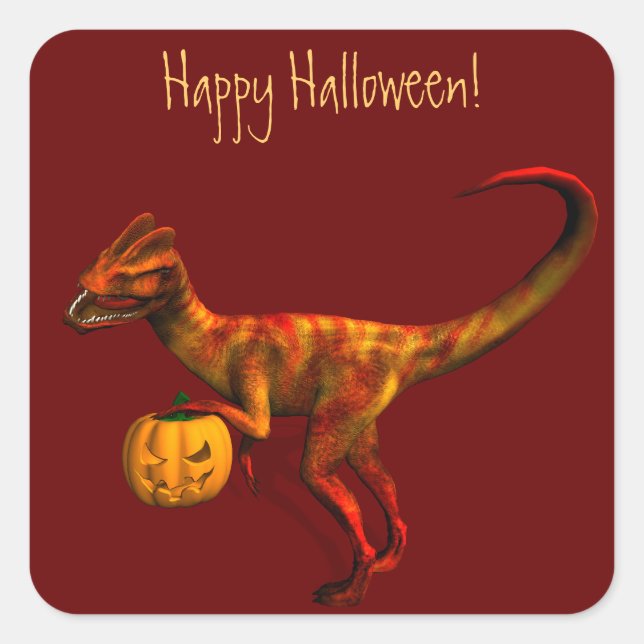 Halloween Dilophosaurus Square Sticker (Front)