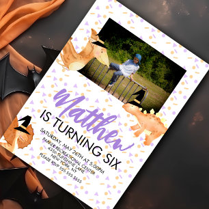 Halloween Dinosaur Birthday Photo Invitation