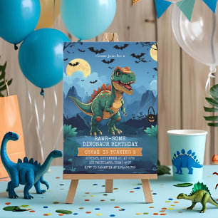 Halloween Dinosaur Birthday   Spooky T-Rex Party Invitation