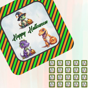 Halloween Dinosaur Dino-Mash Party Favours Square Sticker