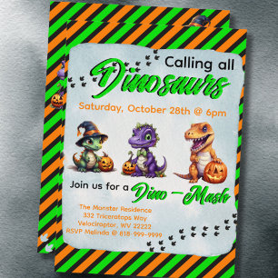 Halloween Dinosaur Dino-Mash Party Invitation