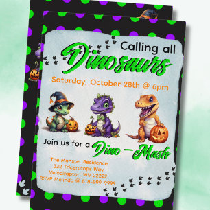 Halloween Dinosaur Dino-Mash Party Invitation