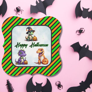 Halloween Dinosaur Dino-Mash Party Paper Coaster