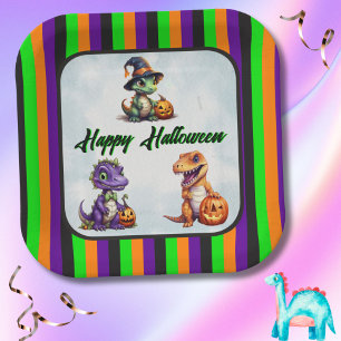 Halloween Dinosaur Dino-Mash Party Paper Plate