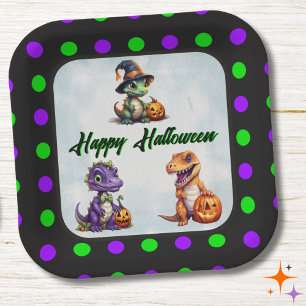 Halloween Dinosaur Dino-Mash Party Paper Plate