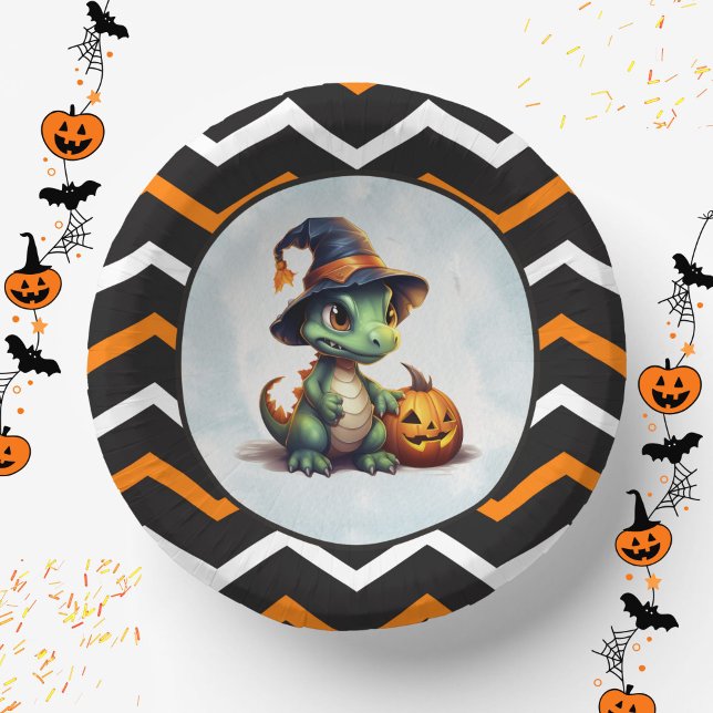 Halloween Dinosaur Dino-Mash Party Paper Plate (Halloween Dino Bowls)