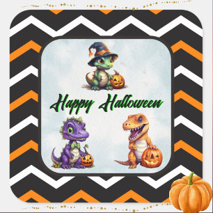 Halloween Dinosaur Dino-Mash Party Square Sticker