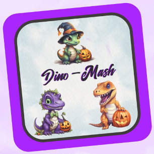 Halloween Dinosaur Dino-Mash Party Square Sticker