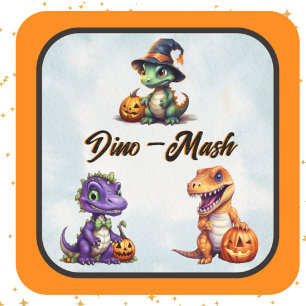 Halloween Dinosaur Dino-Mash Party Square Sticker