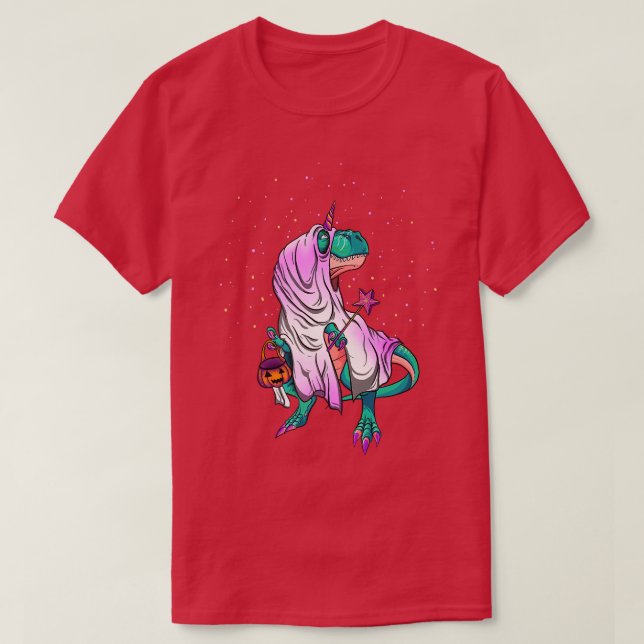 Halloween Dinosaur Fairy with magic wand searching T-Shirt (Design Front)