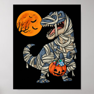 Halloween Dinosaur Mummy T Rex Scary Boys Kids Tee Poster