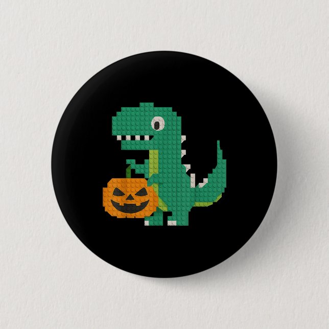Halloween Dinosaur Pumpkin Master Builder Block Br 6 Cm Round Badge (Front)