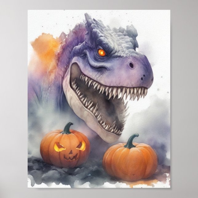 Halloween Dinosaur Pumpkins Poster (Front)