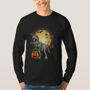 Halloween Dinosaur Rex Skeleton Scary Boys Kids Te T-Shirt