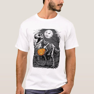 Halloween Dinosaur Skeleton Pumpkin Vintage Shirt 