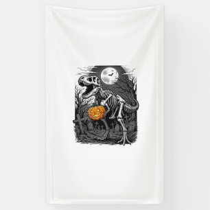 Halloween Dinosaur Skeleton Pumpkin Vintage Shirt  Banner