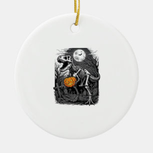 Halloween Dinosaur Skeleton Pumpkin Vintage Shirt Ceramic Tree Decoration