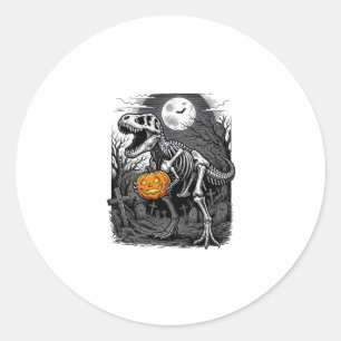 Halloween Dinosaur Skeleton Pumpkin Vintage Shirt  Classic Round Sticker
