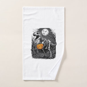 Halloween Dinosaur Skeleton Pumpkin Vintage Shirt  Hand Towel