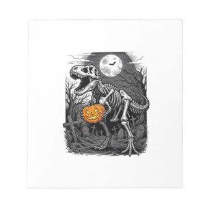 Halloween Dinosaur Skeleton Pumpkin Vintage Shirt  Notepad