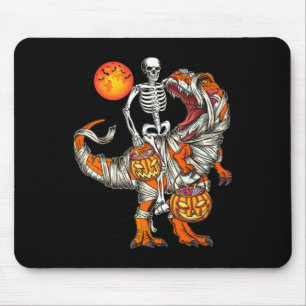 Halloween Dinosaur Skeleton T Rex Scary Pumpkin Mo Mouse Pad