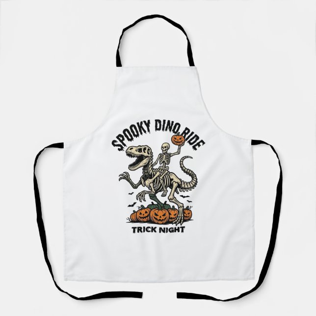 Halloween Dinosaur Skeleton Vintage Trick Ride_1 Apron (Front)