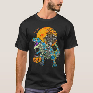 Halloween Dinosaur T Rex Mummy Pumpkin Candy Skele T-Shirt