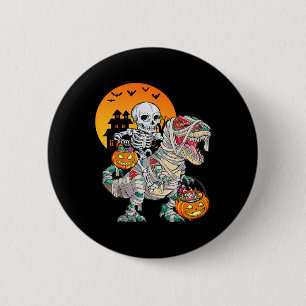 Halloween Dinosaur T Rex Skeleton Scary Boys Kids 6 Cm Round Badge