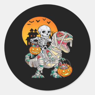Halloween Dinosaur T Rex Skeleton Scary Boys Kids Classic Round Sticker