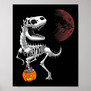 Halloween Dinosaur T Rex Skeleton Scary Boys Kids Poster