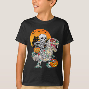 Halloween Dinosaur T Rex Skeleton Scary Boys Kids  T-Shirt