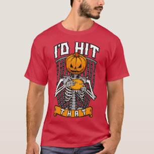 Halloween Disc Golf Id Hit That Funny Pumpkin Skel T-Shirt