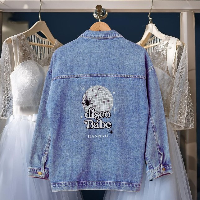 Halloween Disco Ball Groovy Disco Babe Bridesmaid Denim Jacket (Creator Uploaded)