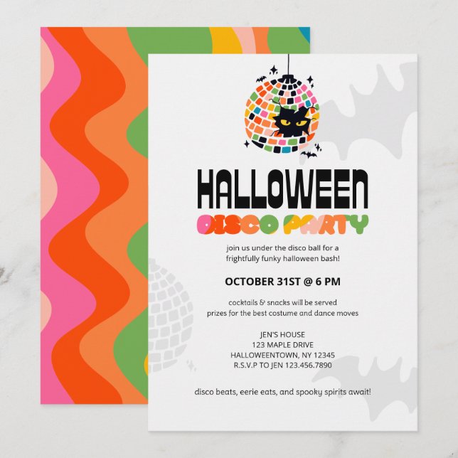 Halloween Disco Ball Party Invitation (Front/Back)