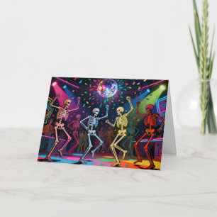 Halloween Disco with Skeletons Holiday Card