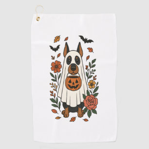 Halloween Doberman Pinscher Flowers Golf Towel