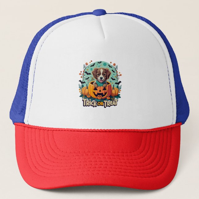 Halloween Dog  1 Trucker Hat (Front)