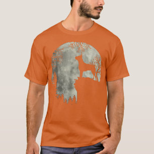 Halloween Dog Boer Tee Boer Dog Moon Howl In Fores