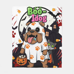 Halloween Dog "Boo Idog" Cute Dog Lover Ghost  Fleece Blanket